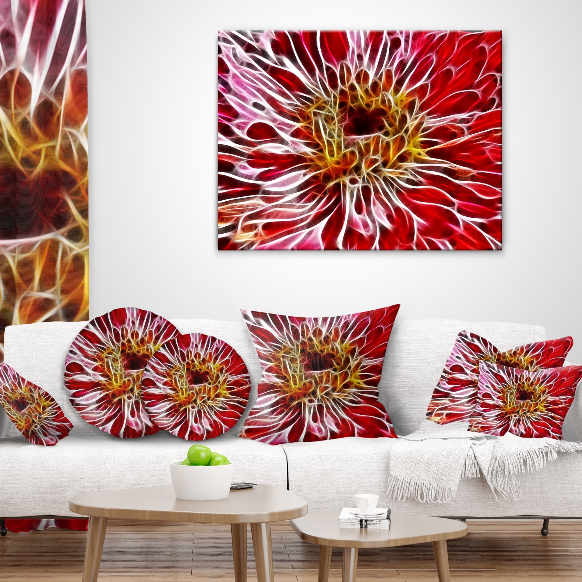 Designart 12" x 20" Red Polyester Throw Pillow