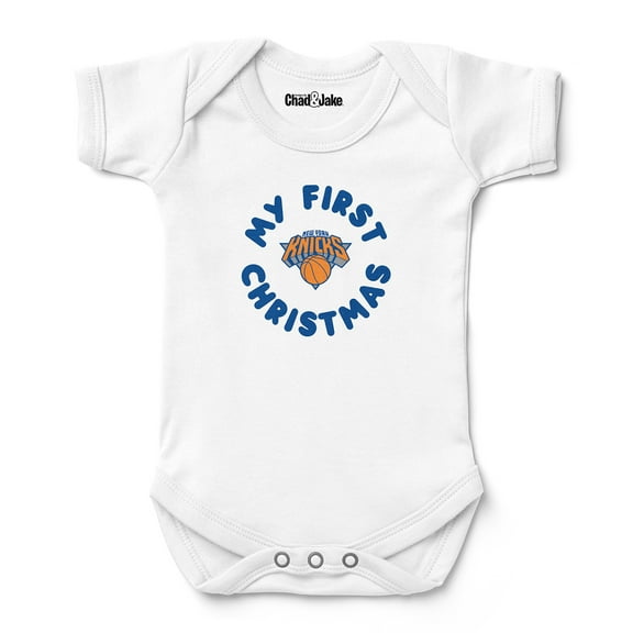 Newborn & Infant Chad & Jake White New York Knicks First Christmas Bodysuit