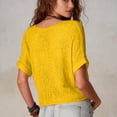 thumbnail image 4 of Stichou Women's Summer Crochet Tops Half Sleeve Knit Sweater Hollow Out 2026 Beach Vacation Clothes Casual Spring Outfits Yellow XS, 4 of 4