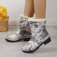 thumbnail image 2 of Fesfesfes Womens Hiking Boots Vintage Solid-color Printed Plush Mid-heel Mid-calf Boots 40(US:6.5), 2 of 6