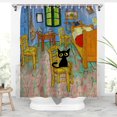 thumbnail image 1 of Cortina de ducha con diseño de gato negro para dormitorio, juego de cortinas de ducha con diseño de gato negro para baño con 12 ganchos, cortina de baño estética y bonita para mujeres y niños,, 1 of 4
