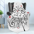 thumbnail image 4 of Music Note Soft Flannel Fleece Throw Blanket, Romantic Tree with Hearts and Musical Details, Cozy Plush for Indoor and Outdoor Use, 60" x 80", Dark Pink Charcoal Grey, by Ambesonne, 4 of 5