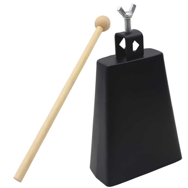 Percussion Cowbell,Percussion 6inch Metal Black Metal Percussion Cowbell Percussion Accessory Seamless Integration