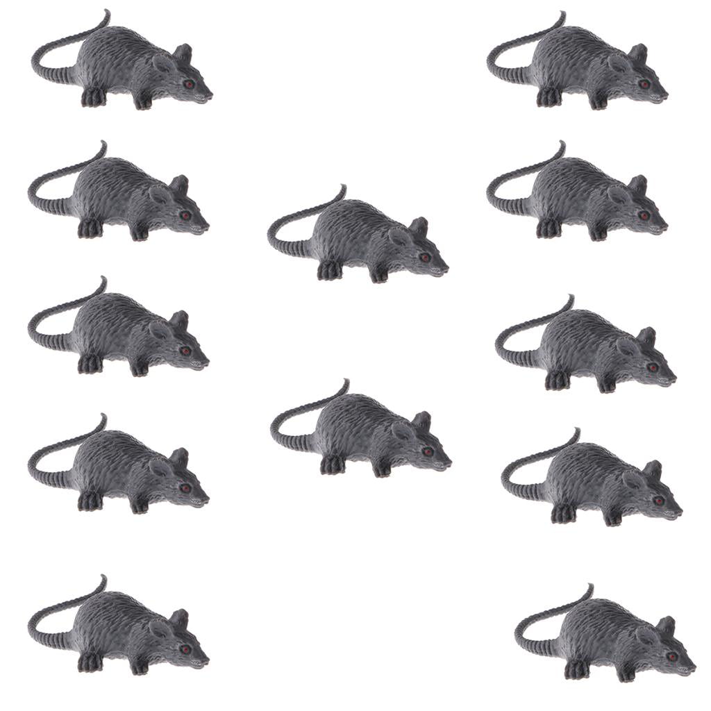 Lot of 12 Plastic Animals Gray Mouse Model Figures Toys Party Bag Fillers 