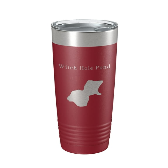 Witch Hole Pond Tumbler Lake Map Travel Mug Insulated Laser Engraved Coffee Cup Acadia Maine 20 oz Maroon