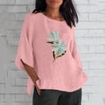 thumbnail image 2 of TSADFHJI Hauts pour Femmes T-Shirt Court en Coton et Lin Imprimé Orchidée avec Col Rond S, 2 of 4