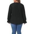 thumbnail image 3 of Agnes Orinda Plus Size Tops for Women V Neck Ruffle Long Sleeve Eyelet  Lace Crochet Casual Hollow Blouses Tees 4X Black, 3 of 6
