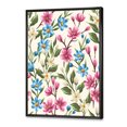 thumbnail image 3 of Designart 'Vintage Blue and Pink Wildflowers' Traditional Framed Canvas Wall Art Print, 3 of 5