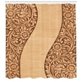 thumbnail image 2 of Ambesonne Floral Shower Curtain, Monochrome Tones Ornate Wood, 69"Wx84"L, Brown and Khaki, 2 of 2