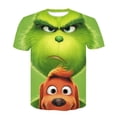 thumbnail image 4 of Venta caliente de camiseta de niño monstruo verde navideño impresión 3d moda de moda impresa manga corta, 4 of 5
