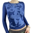 thumbnail image 6 of Women Face Portrait Top Graphic Long Sleeves Crop Top T-Shirt, 6 of 7