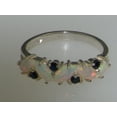 thumbnail image 6 of LBG British Made 925 Sterling Silver Natural Opal & Sapphire Womens Eternity Ring - Size 4.75 - 33 size options, 6 of 7