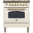thumbnail image 2 of ILVE Nostalgie 30" NG Metal Single Oven Dual Fuel Range in Antique White/Brass, 2 of 3