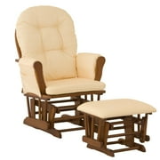 Stork Craft Custom Hoop Glider & Ottoman-Color:Yellow Gingham Cushions,Finish:Cognac Finish
