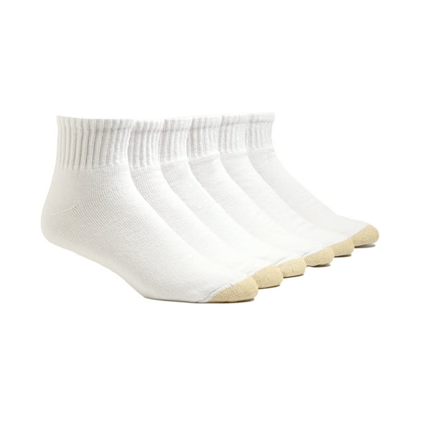GOLDTOE Men's Gold Toe Cotton Quarter Extended 656PE (6 Pack) White