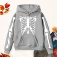 thumbnail image 5 of Wonitaaizi Girl Kids Halloween Hoodie with Pocket Skeleton Print Funny Pullover Oversized Sweatshirt for Girl (11-12 Years,Grey), 5 of 5