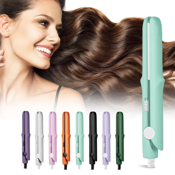 Mini Dual Purpose Curling Iron, 2026 New 2-in-1 Mini Curling Wand Flat Iron Hair Straightener, Portable Travel Curling Wand Hair Straightener