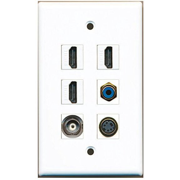 RiteAV - 3 HDMI 1 Port RCA Blue 1 Port S-Video 1 Port BNC Wall Plate