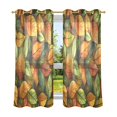 thumbnail image 6 of Yayeee Window Curtains Light Filtering 63"x42" Grommet Panel Pair Home Living Room Decor, Green Retro Leaves, 6 of 7
