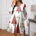 thumbnail image 5 of Christmas Dresses for Women Plus Size Women's Gradient Print Casual Spring/Autumn Pocket Round Neck Long Sleeve Dress with Vintage Christmas Print for Holiday Wear,Vermilion,2XL, 5 of 6