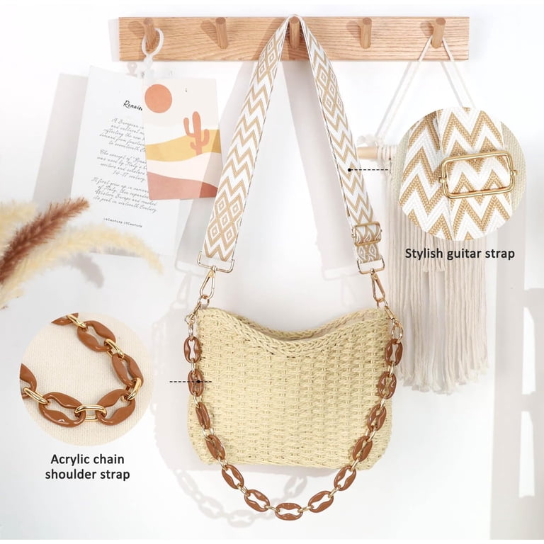 Gocvo Handwoven Straw Beach Handbag with Chain Strap photo 6