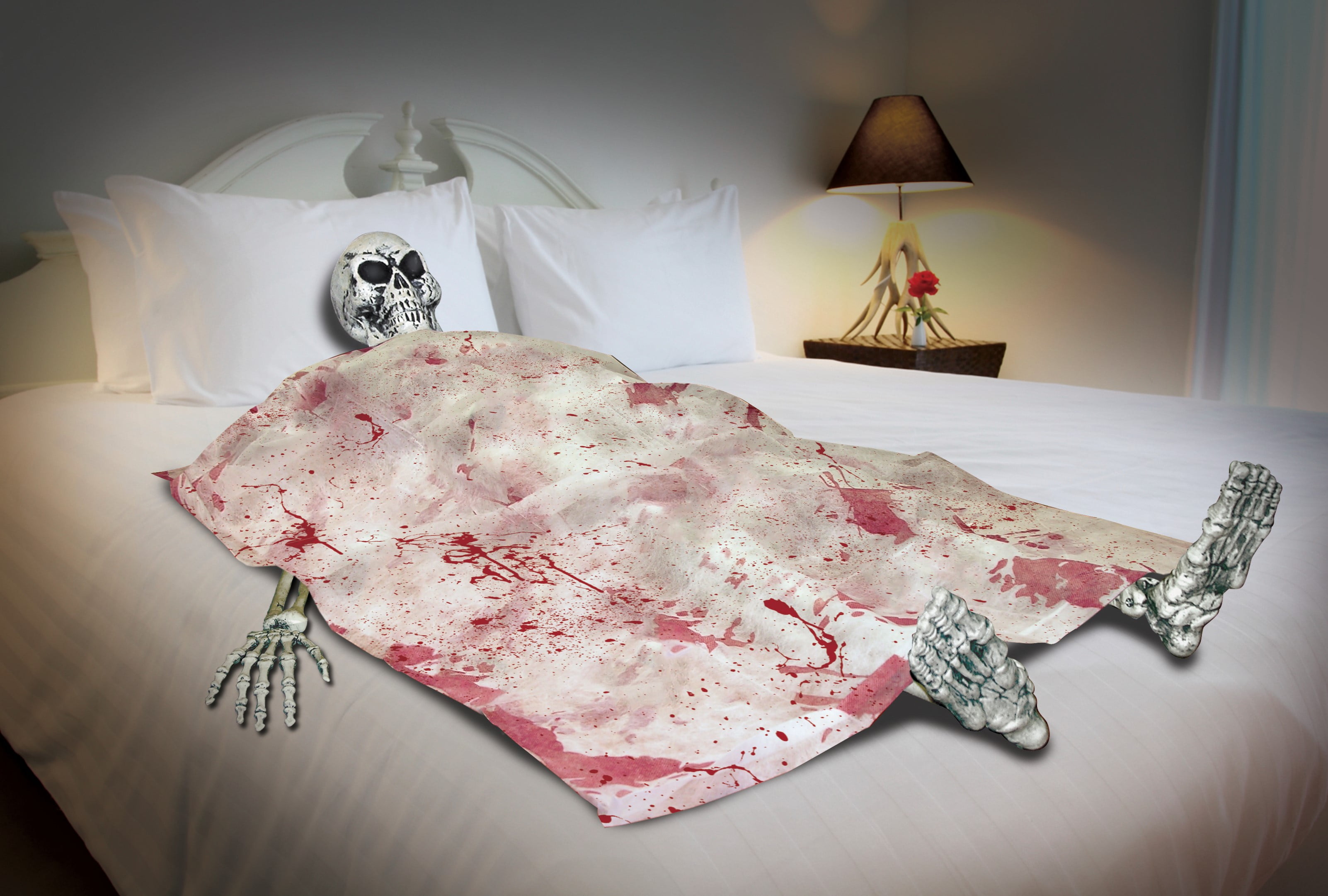 bloody death bed skeleton halloween prop walmart com skeleton bed sheets