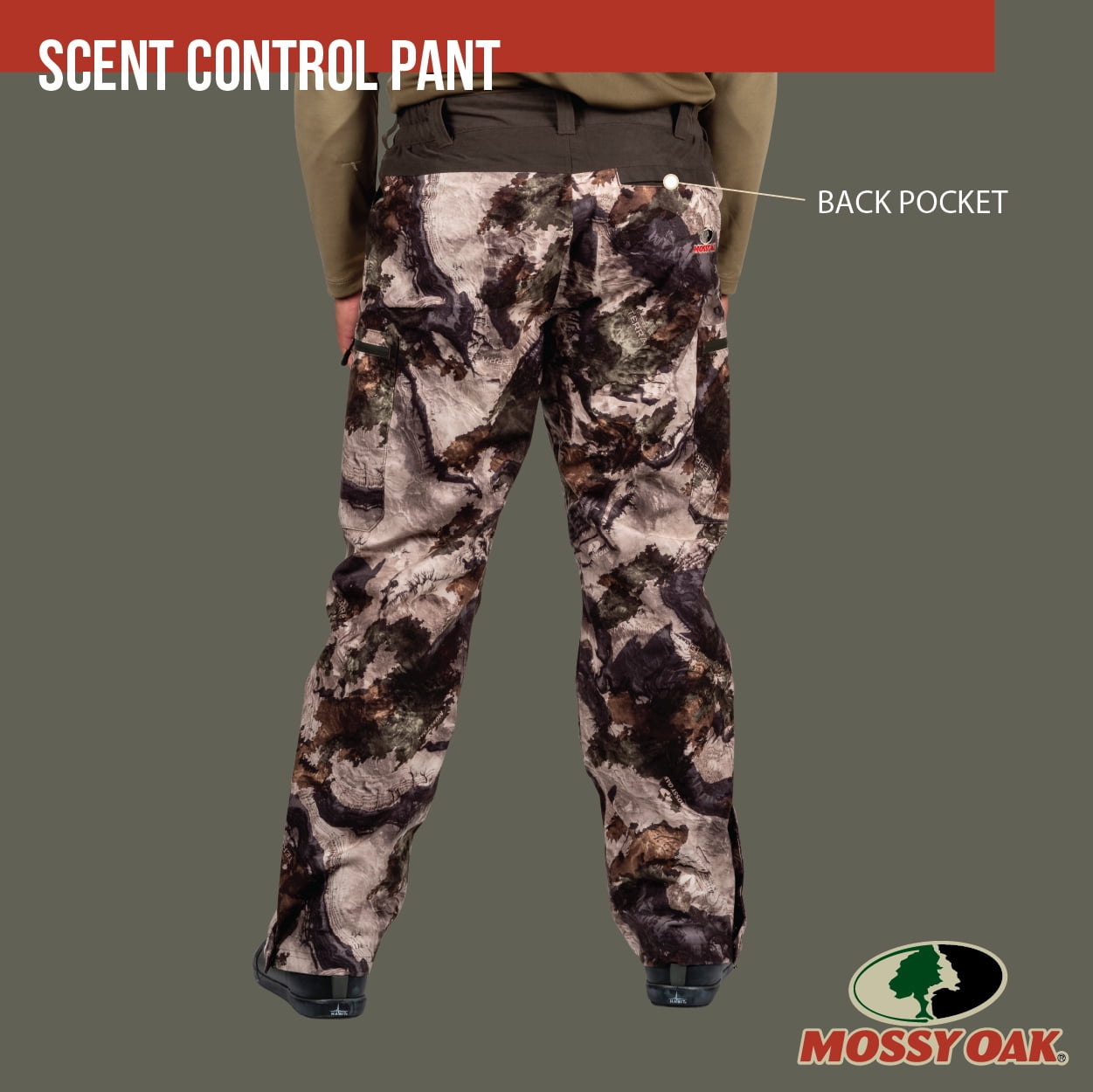 Mossy Oak Men's Scent Control Pant, Mossy Oak Terra Gilla, Size Medium