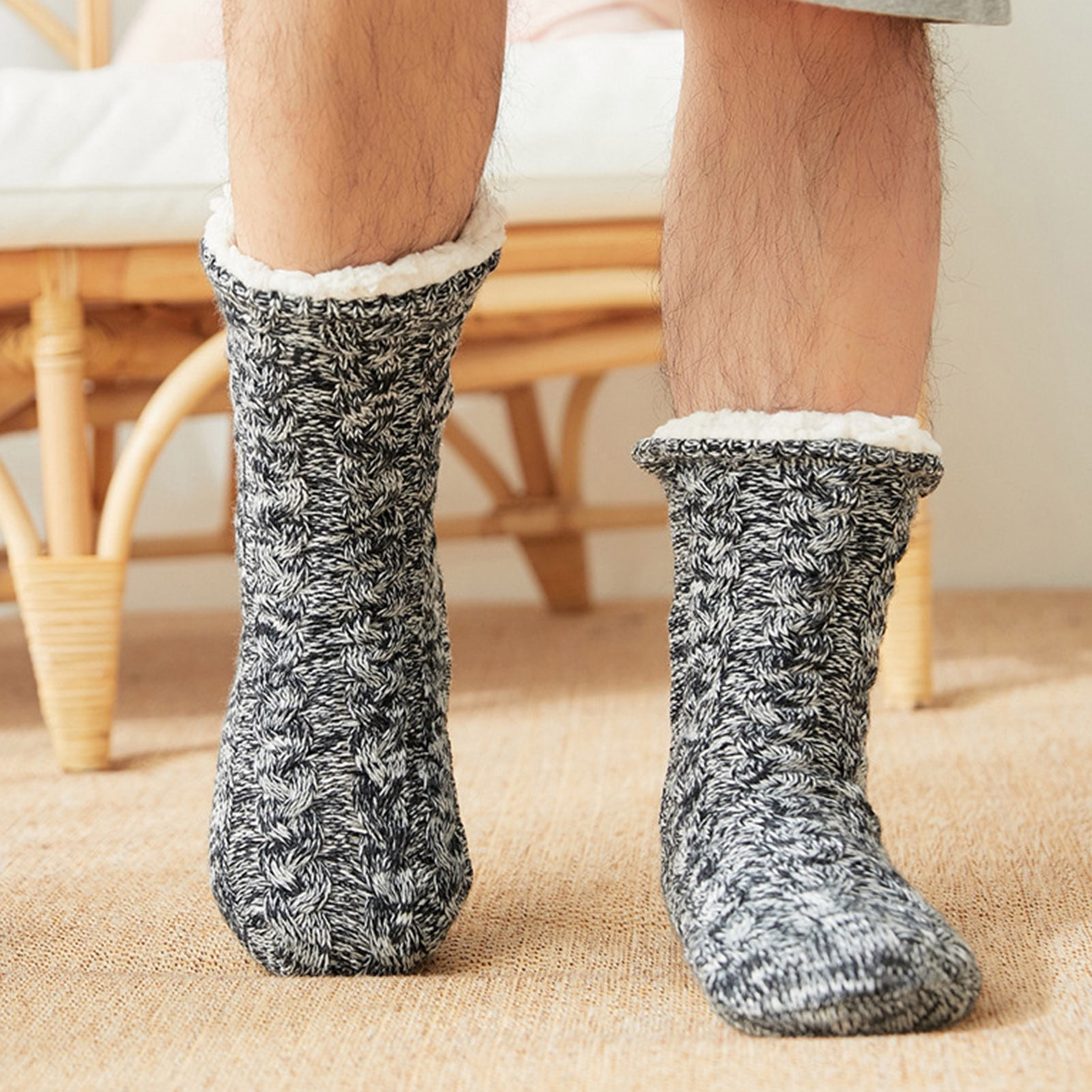 Men Winter Socks Plush Thick Warm Soft MidCalf Home Floor Socks