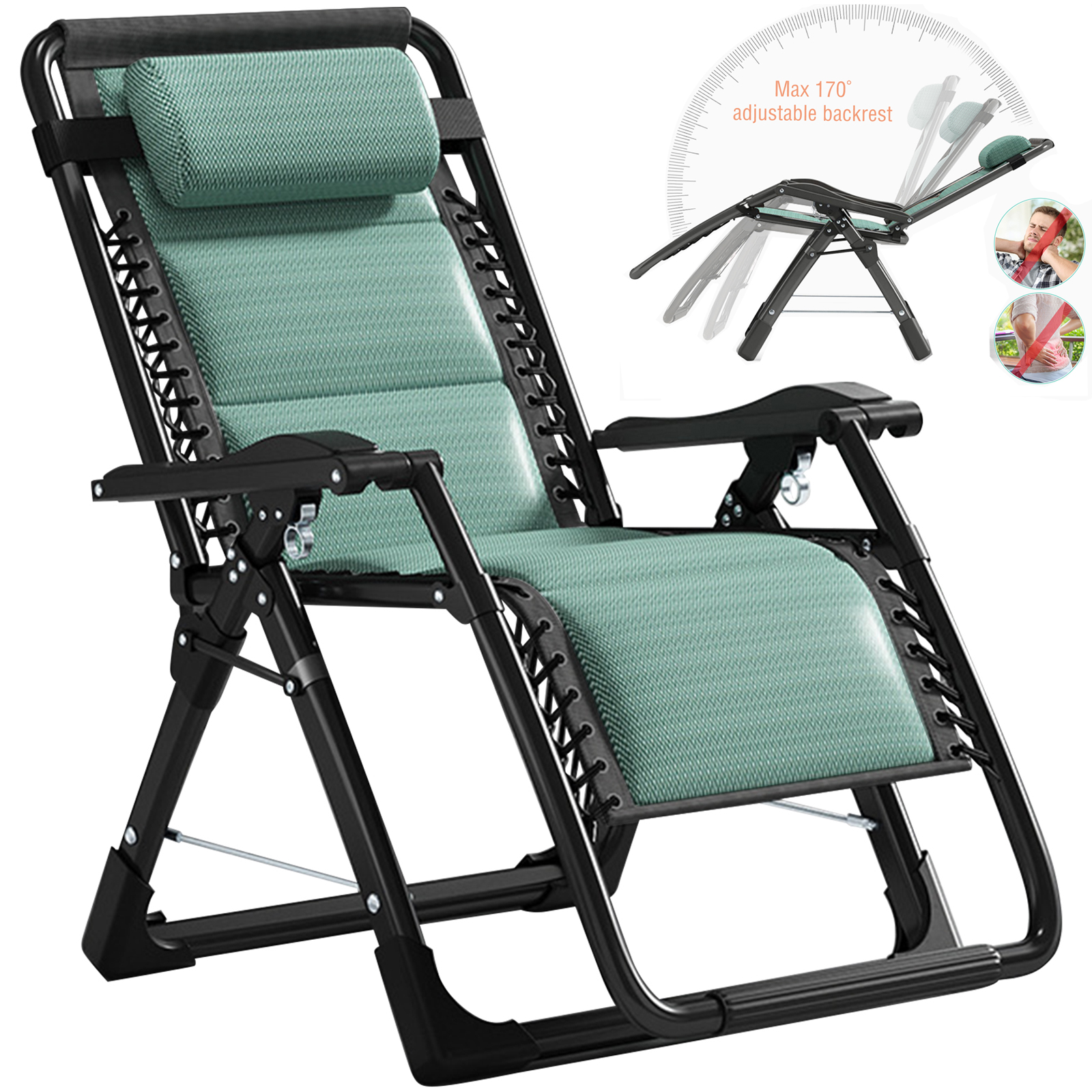 Lilypelle Zero Gravity Chair Folding Reclining Lounge Chair with Mat Lounge Recliner Chairs with Tray,Pillow - image 1 of 7