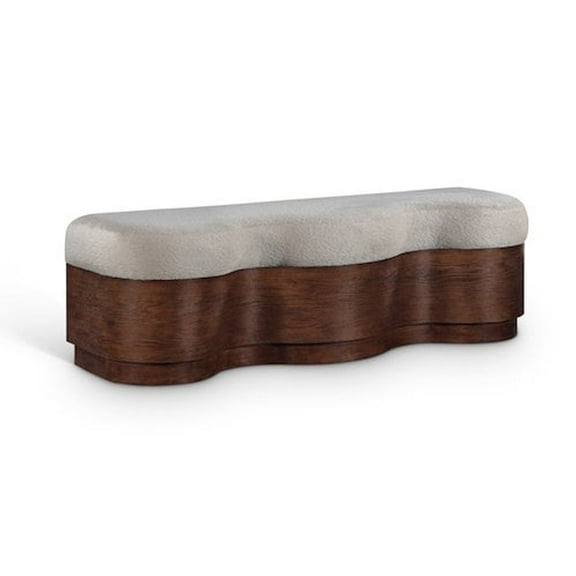 Meridian Furniture Savoy Beige Velour Fur Fabric Bench