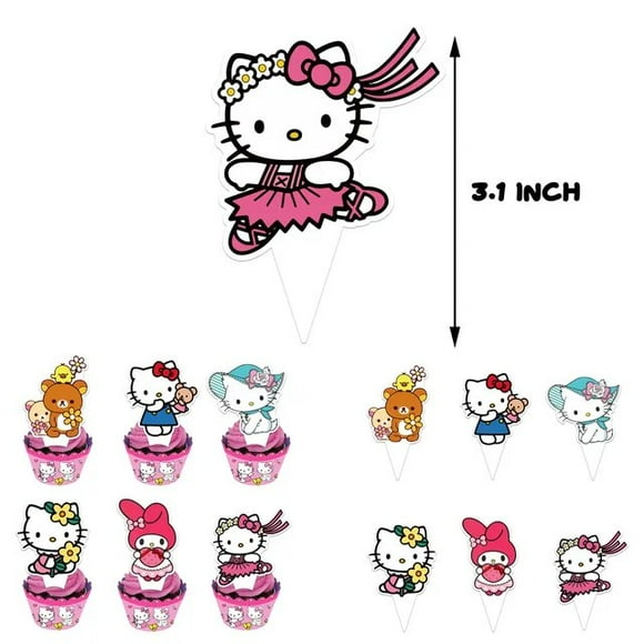 Sanrio Party Balloon Decoration Kawaii Hello Kitty Cinnamoroll Kids Birthday Theme Pull Flag Festival Supplies Cake Decoration BLD