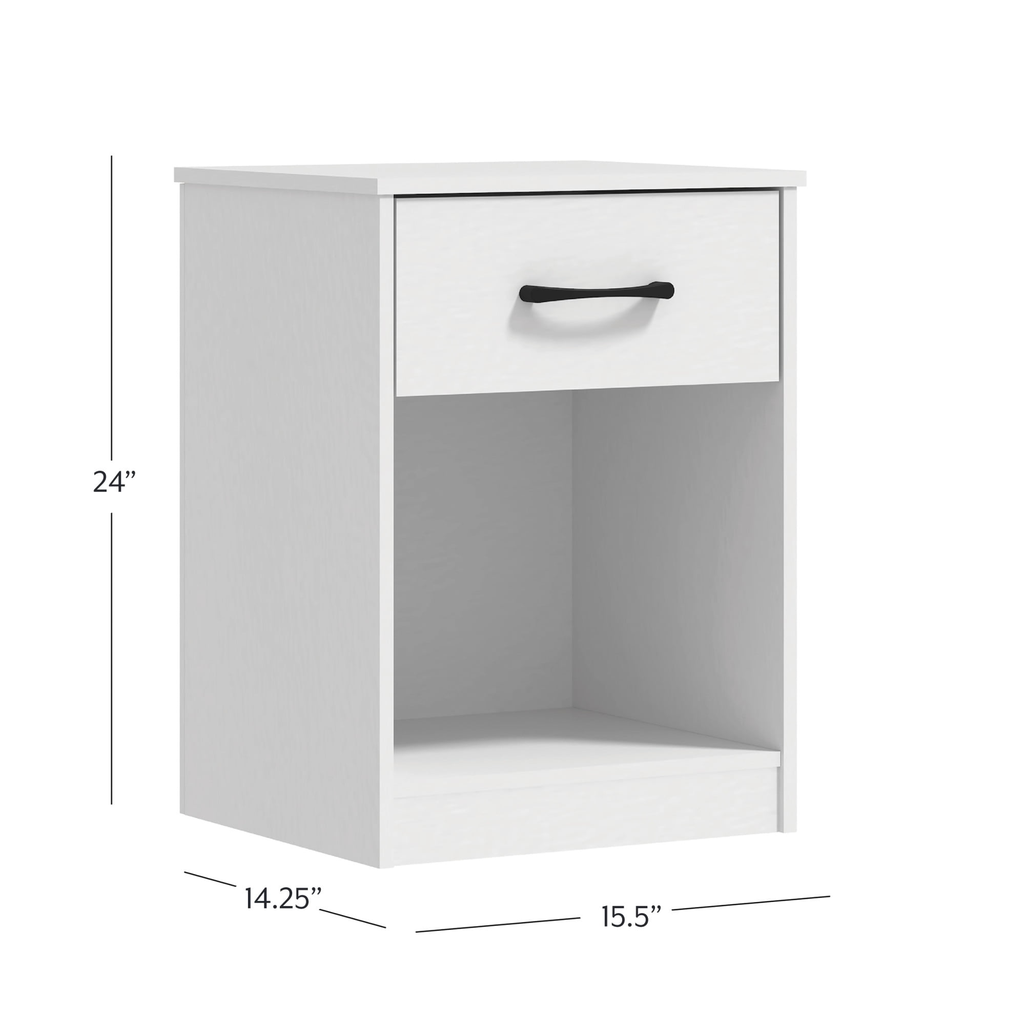 Mainstays Ardent Nightstand with 1 Drawer, White