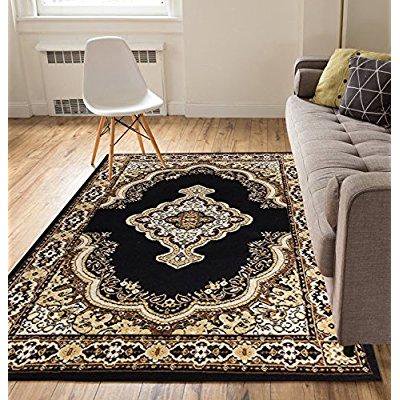 Intricate Medallion Black 5x7 5 X 7 Traditional European Floral Border Thin Value Area Rug Perfect For Living Room Dining Room Family Room Walmart Com Walmart Com
