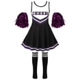 thumbnail image 4 of DPOIS Kids Girls Cheerleading Uniform Costume Cosplay Dance Fancy Dress Black 11-12, 4 of 7