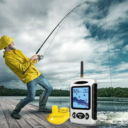 Reactionnx Wireless Fish Finder Sonar Sensor Portable Sonar Fishfinder LCD Display Depth Finders for Fishing Ice Fishing Kayak Fishing 90º Detect