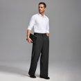 thumbnail image 5 of FEDTOSING Mens Wide Leg Fleece Lined Dress Pants Old Money Baggy Elastic Waist Relaxed Trousers, 5 of 7