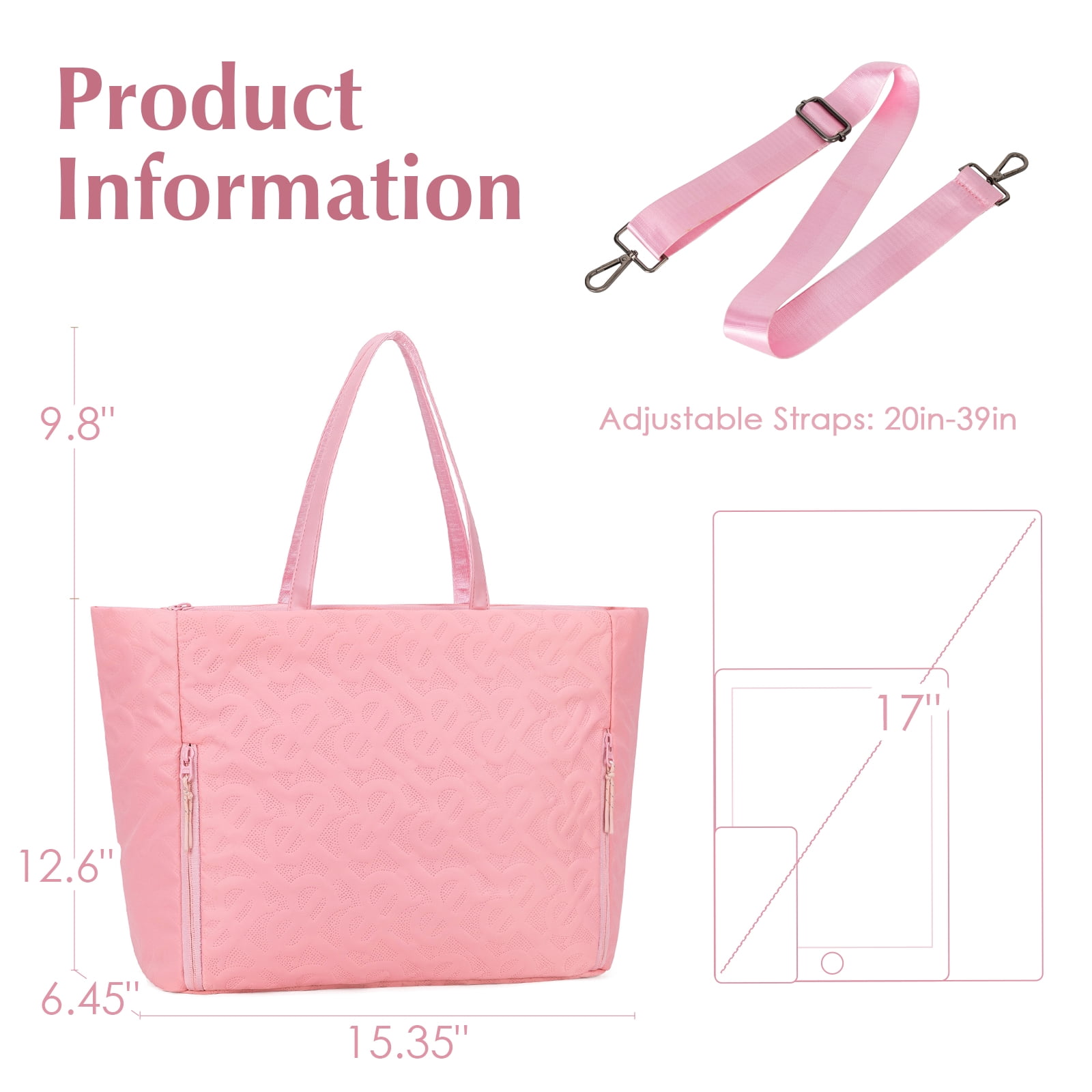 Kabaqoo Shoulder Purses for Women, Ladies Handbags with Computer Compartment Pink