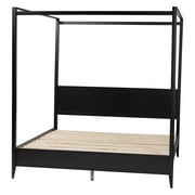 Baxton Studio Primrose Mid-Century Canopy Bed, King, Black