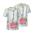 thumbnail image 3 of Daiia Vintage Wood with Floral Mens Baseball Jersey Button Down Shirts Short Sleeve Sports Uniforms-Small, 3 of 9