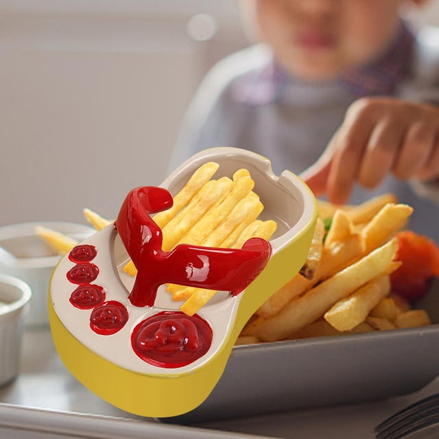 Plato Francés de Dibujos Animados, Plato para Sumergir, Plato para de Ketchup, Plato para Servir Inauguración de La Casa, Regalo, Macarena Soporte para papas fritas