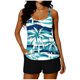 thumbnail image 2 of Tankini de playa deportivo con estampado de moda para mujer, tirantes finos ajustables, traje de baño de dos piezas con abertura y shorts de baño con bolsillo, traje de baño de poliéster para mujer., 2 of 5