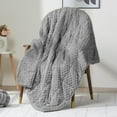 thumbnail image 2 of Fleece Weighted Blanket for Adults (60" x 80" 15lbs, Grey), Dual Sided Cozy Soft Sherpa Heavy Blanket, 3D Imitation Turtle Shell Warm Jacquard Flannel Weighted Blankets for Couch and Bed, 2 of 13