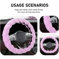 thumbnail image 4 of Fluffy Car Steering Wheel Cover, 15 Inches Anti-Slip Round Fuzzy Winter Steering Wheel Protector, Soft Warm Plush Steering Wheel Cover for Women Girls, Car Accessories (Purple, D-Shaped), 4 of 9