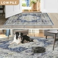 thumbnail image 5 of 4'x6' Traditional Area Rugs for Doorway Porch, Non-Slip Indoor Thin Carpet for Bedroom, Foldable Persian Medallion Rugs,Navy, 5 of 5
