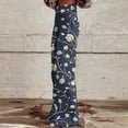 thumbnail image 4 of Xdegoge High Waisted Wide Leg Pants for Women Elegant Rose Print Trousers Casual Straight Fit Stretchy Denim Feel Bottoms Weekend Party Flowy Flattering Retro Jeans, 4 of 6