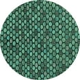 thumbnail image 1 of Ahgly Company Machine Washable Indoor Round Abstract Turquoise Blue Modern Area Rugs, 4' Round, 1 of 4