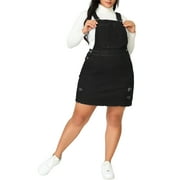 MODA NOVA Juniors Plus Size Overall Chambray Jean Denim Suspender Dresses Black 4X