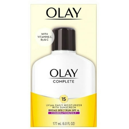 OLAY Complete UV 365 Daily Moisturizer Broad Spectrum SPF 15, Combination/Oily 6 oz (Pack of 4)