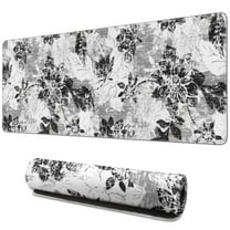 Long Mouse Pads for Desk,Pioneer Flower Floral Print Pattern Desk Mats on Top Of Desks, Desk Mouse Pad Extra Large with 3mm Non-Slip Base and Stitched Edge for Gaming,Office,Work,Home 31.5"x11.8"