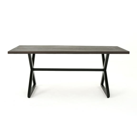 GDF Studio Rosarito Outdoor Aluminum Rectangular Dining Table Brown, 300 lbs